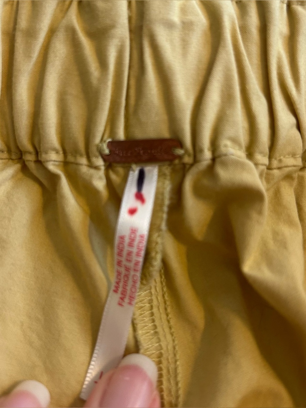 Free People Mustard Drawstring Harem Jogger Pants with Scallop Trim - Picture 6 of 14